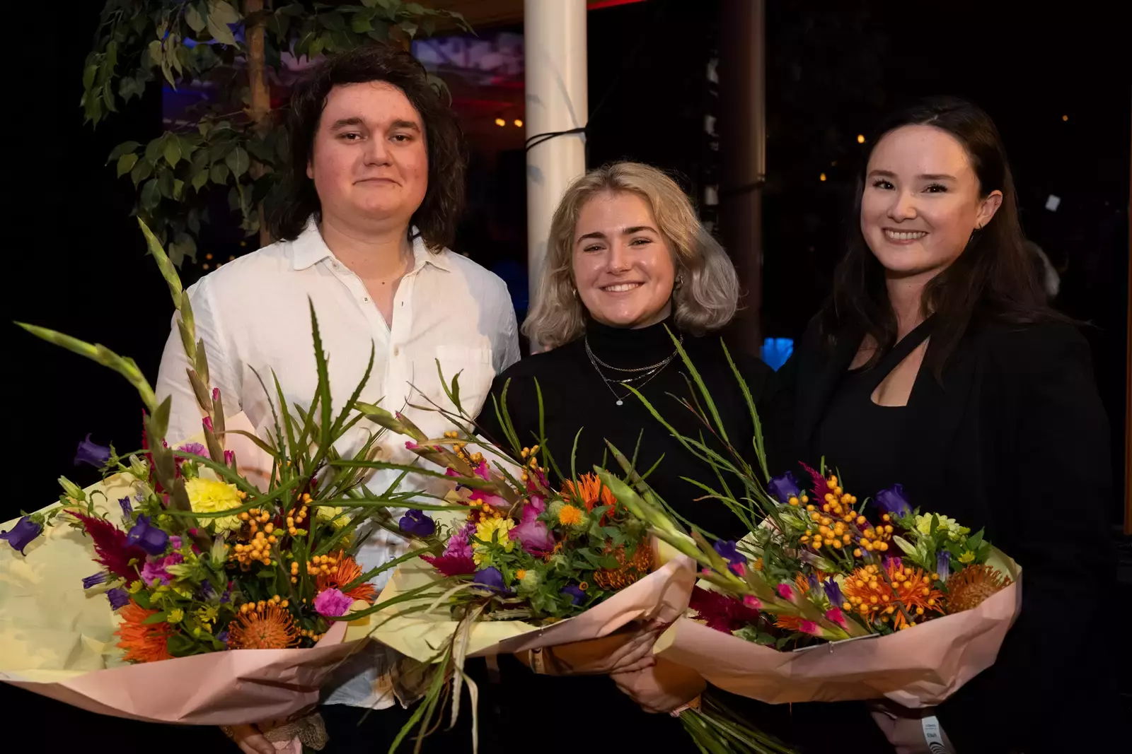 De winnaars van de News City Academy Awards. v.l.n.r.: Kevin Pierlé, Sam Van Herck & Demi Feron