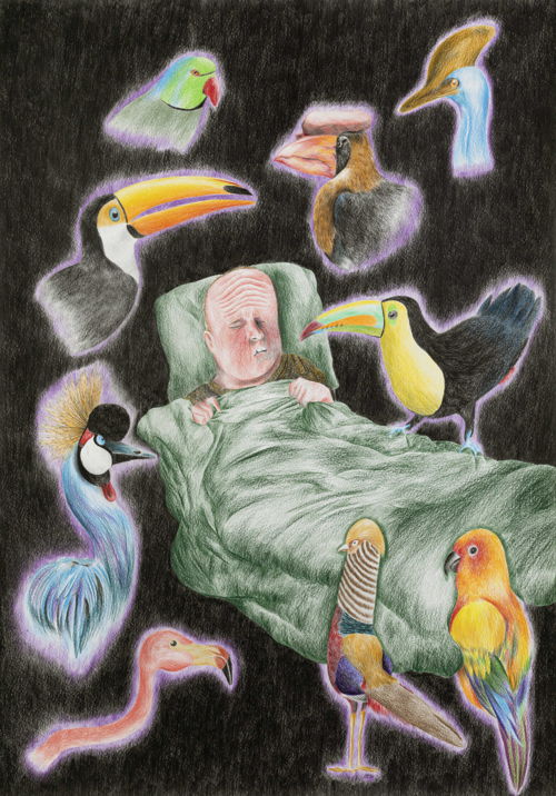 DENNIS TYFUS, Going Out, 2020. Colored pencil on paper, 100 x 70 cm