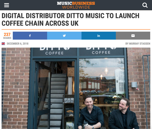 Ditto Music Launches Chain of Coffee Shop to Support Grass-Roots Music Scenes