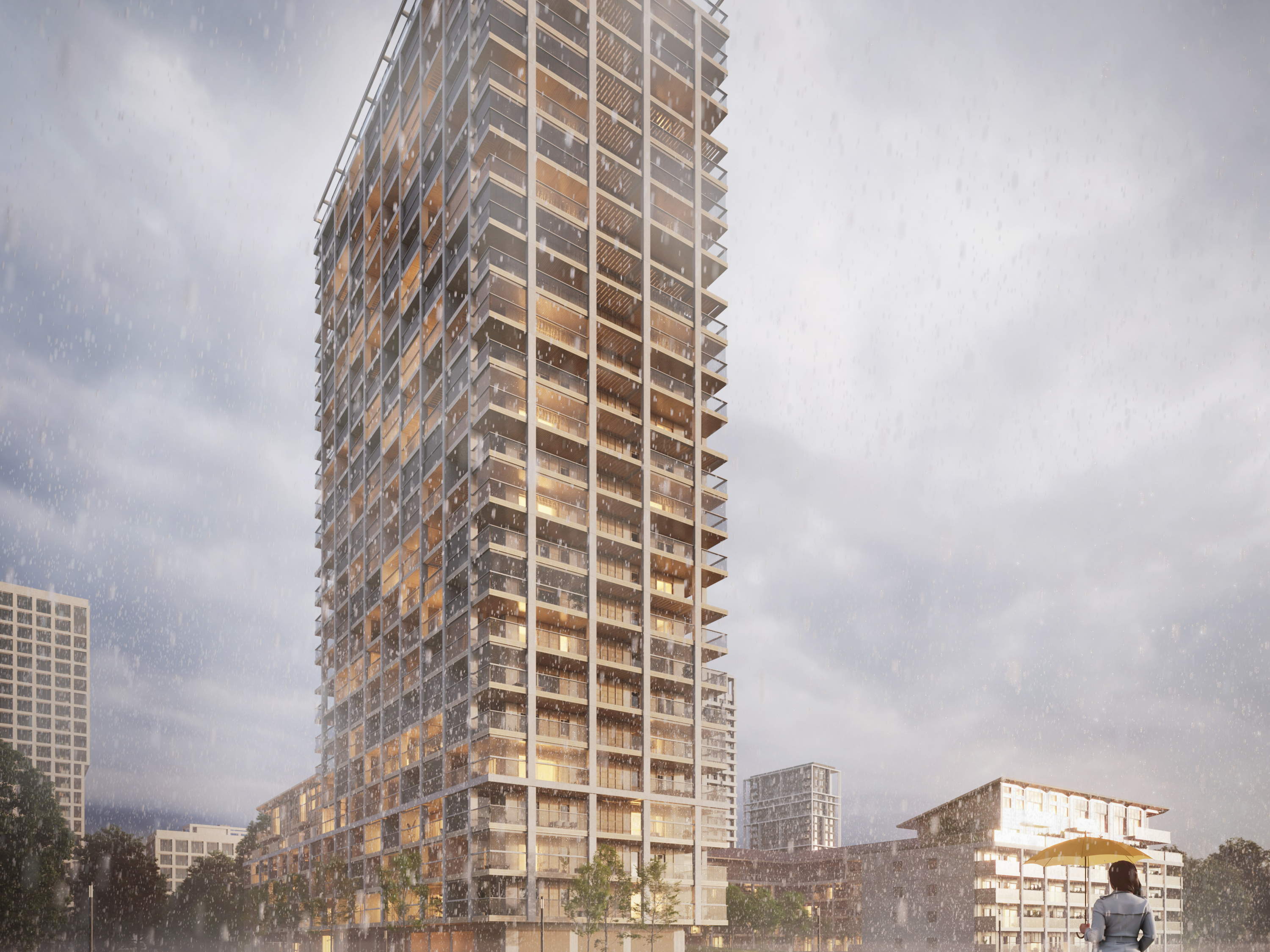 Shigeru Ban dévoile le concept d’un gratte-ciel en bois dans le quartier Nieuw Zuid d’Anvers
