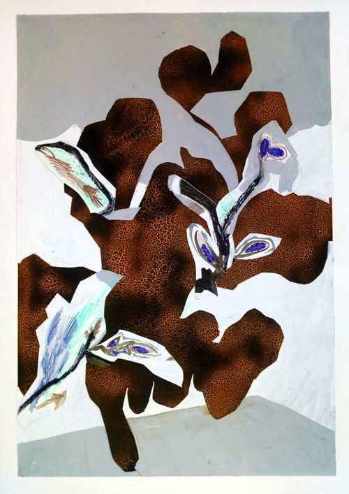 Fia Cielen,Floral Phenomenon I, 2021, Gouache, aquarell, oilpastel, spraypaint and pencil on paper42 x 60 cm