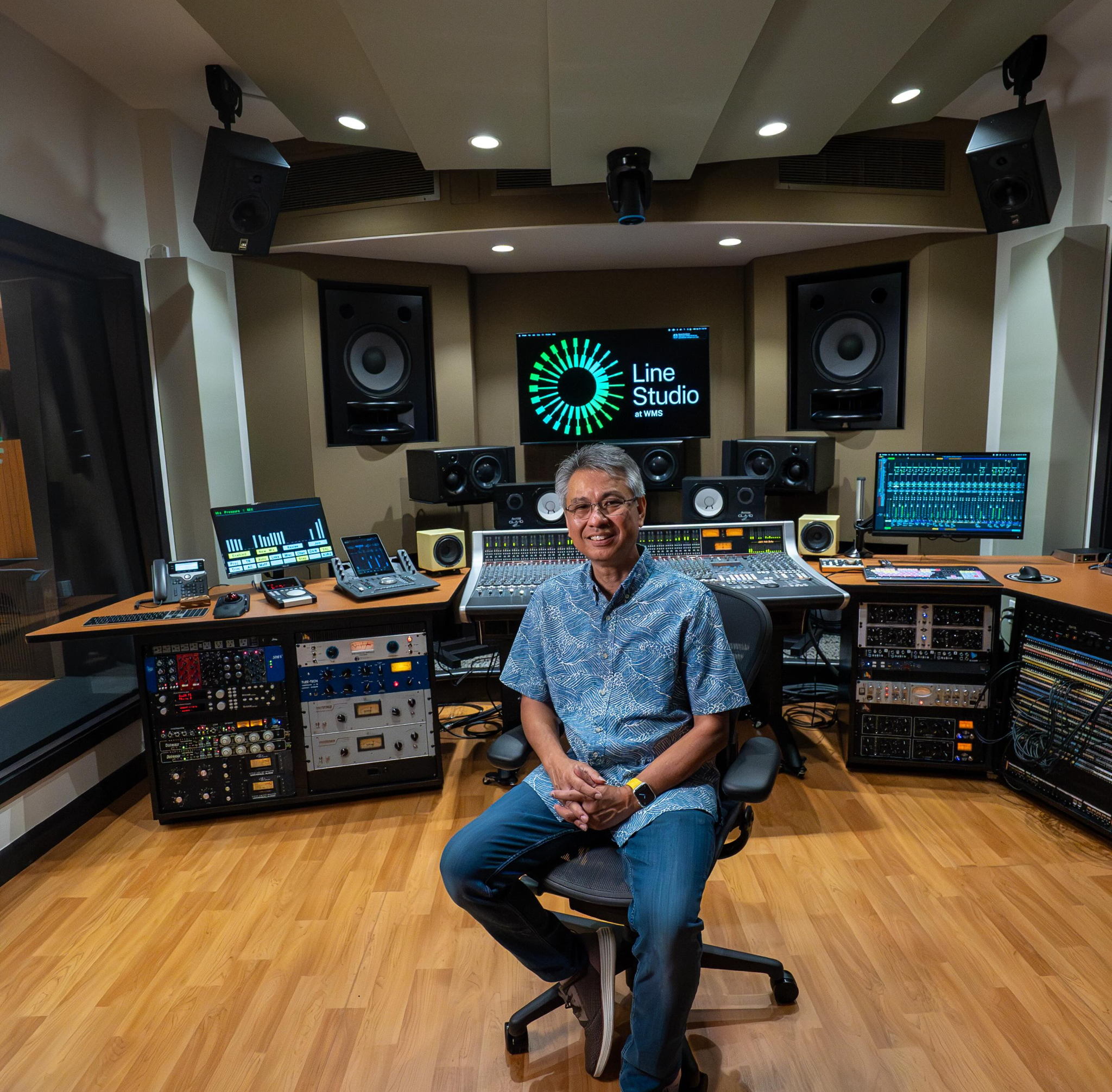 Sam Fong in Line Studio at WMS Control Room