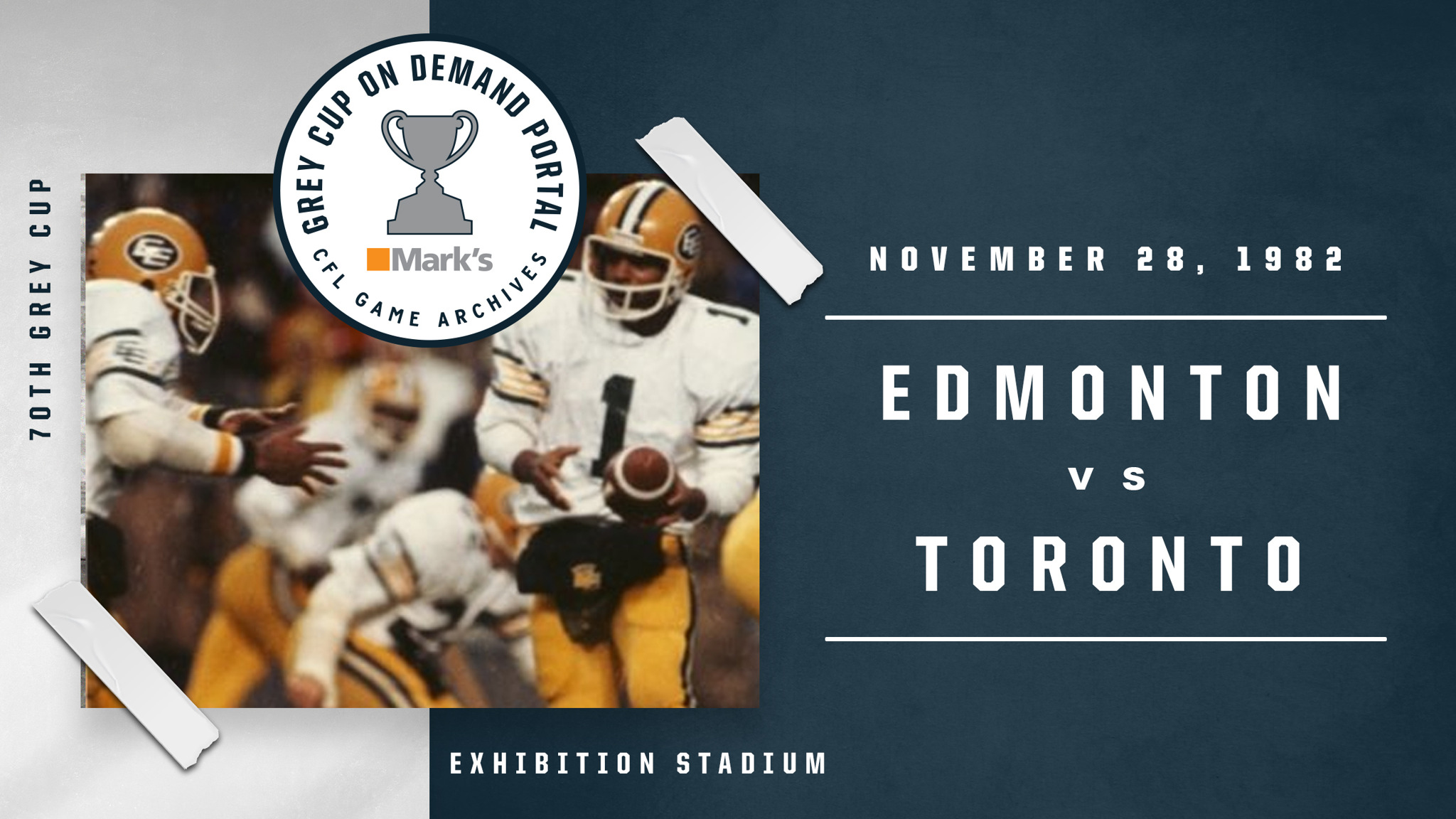 GREY CUP GAMES FROM THE 1980S NOW AVAILABLE ON THE GREY CUP ON DEMAND PORTAL POWERED BY MARKS