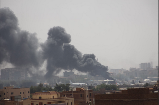 View of Khartoum under bombardment. April 2023