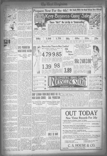 Fairmont W Virginian, 29 juni 1917