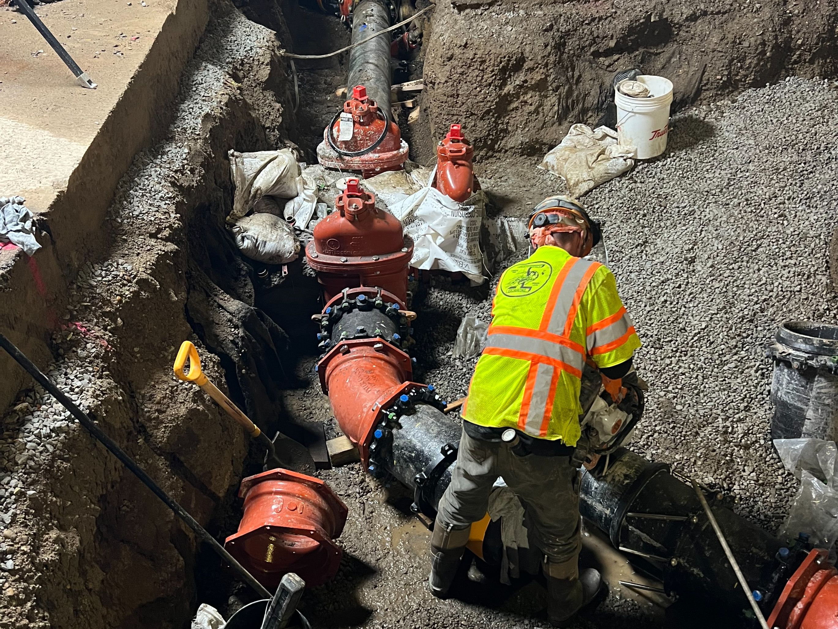 New valves installed with the new water main