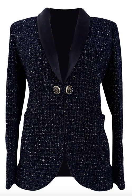 Chanel New Stunning Black Tweed Jacket