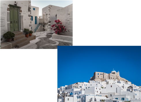 Pintoresco: La antigua ciudad de Astypalea ha sido restaurada con amor, en azul y blanco tradicionales.