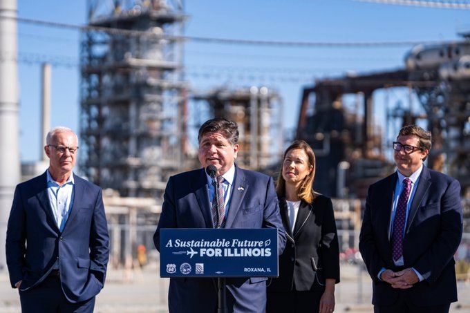 Governor Pritzker delivers remarks at the Wood River Refinery in Roxana Governor Pritzker delivers remarks at the Wood River Refinery in Roxana