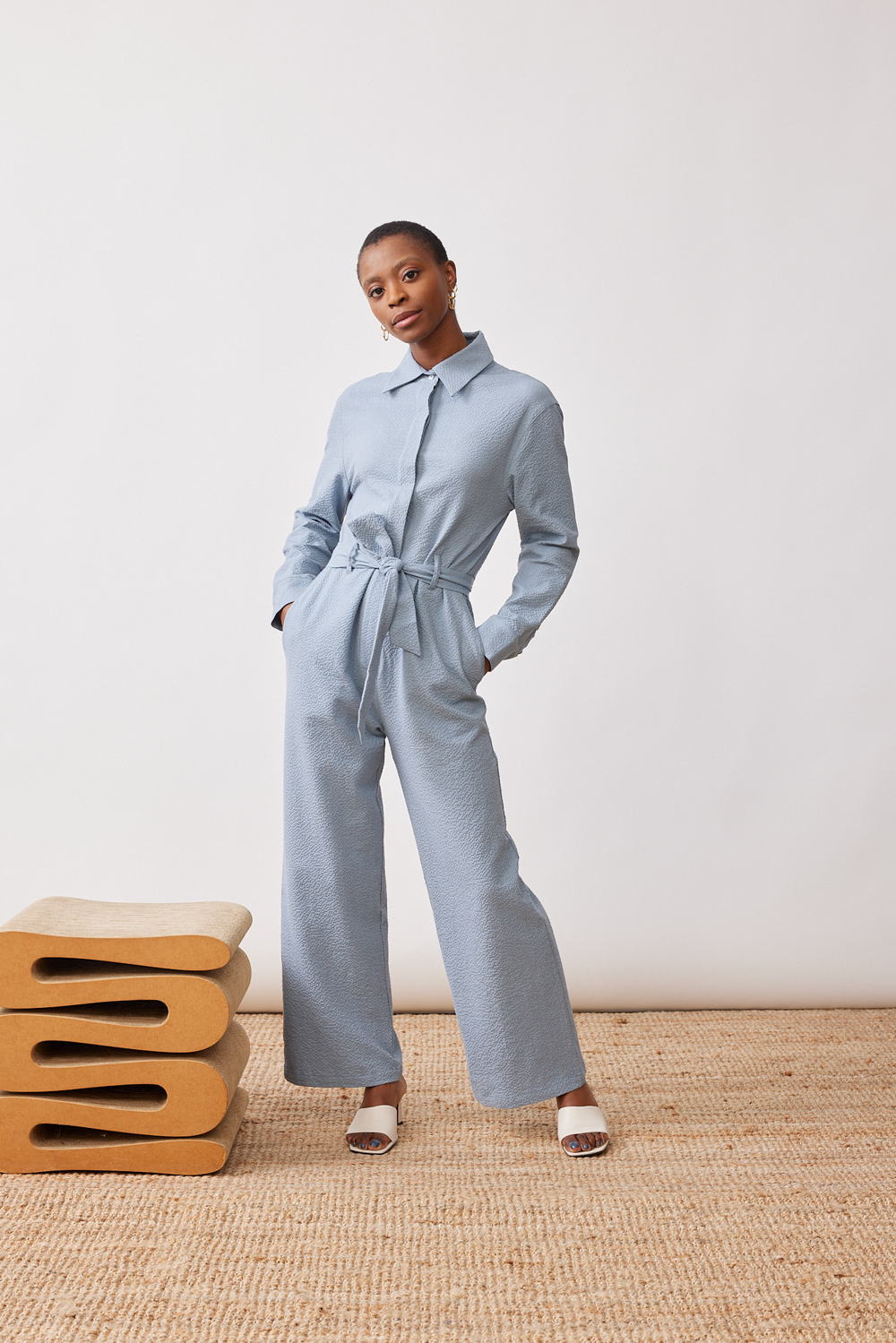 Mardi editions - SS23 - Combinaison Clemence Laine coton Bleu gris (265€) (2)