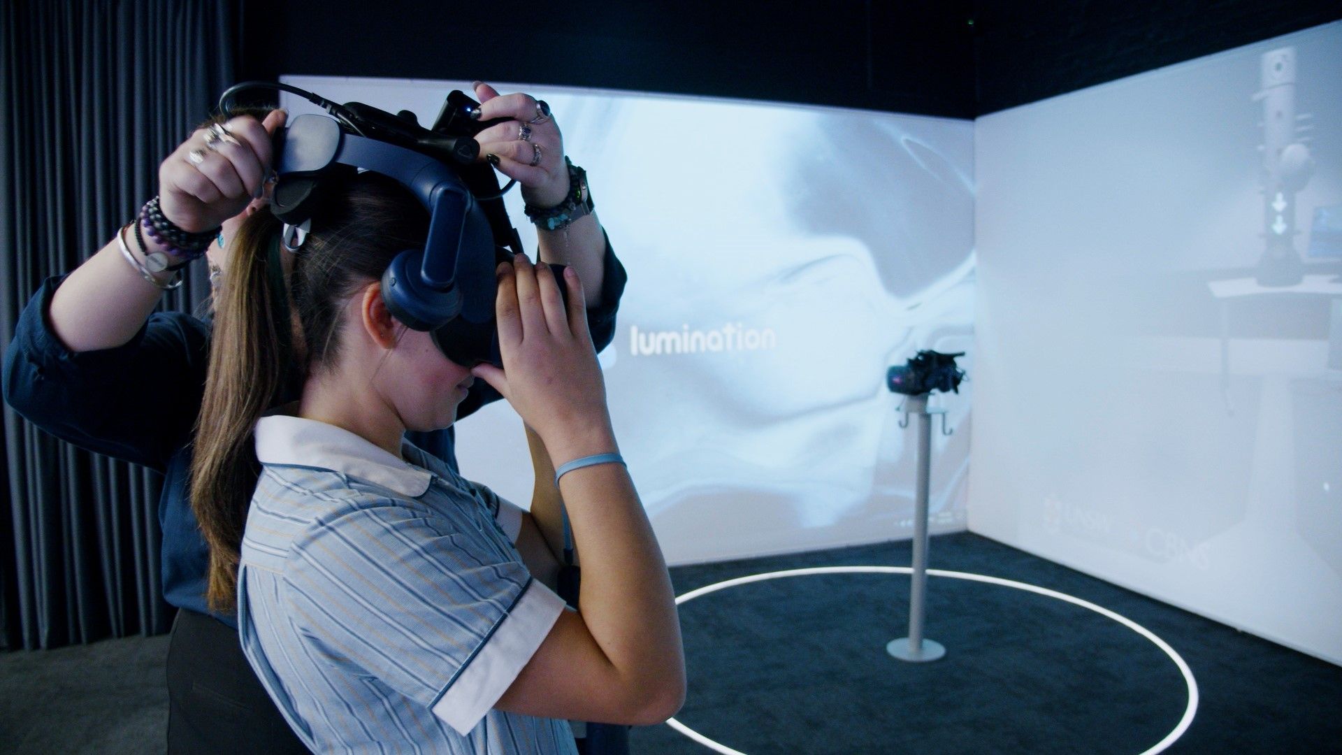 Students from Loreto College on a recent visit to the Lumination Lab HQ in Thebarton.