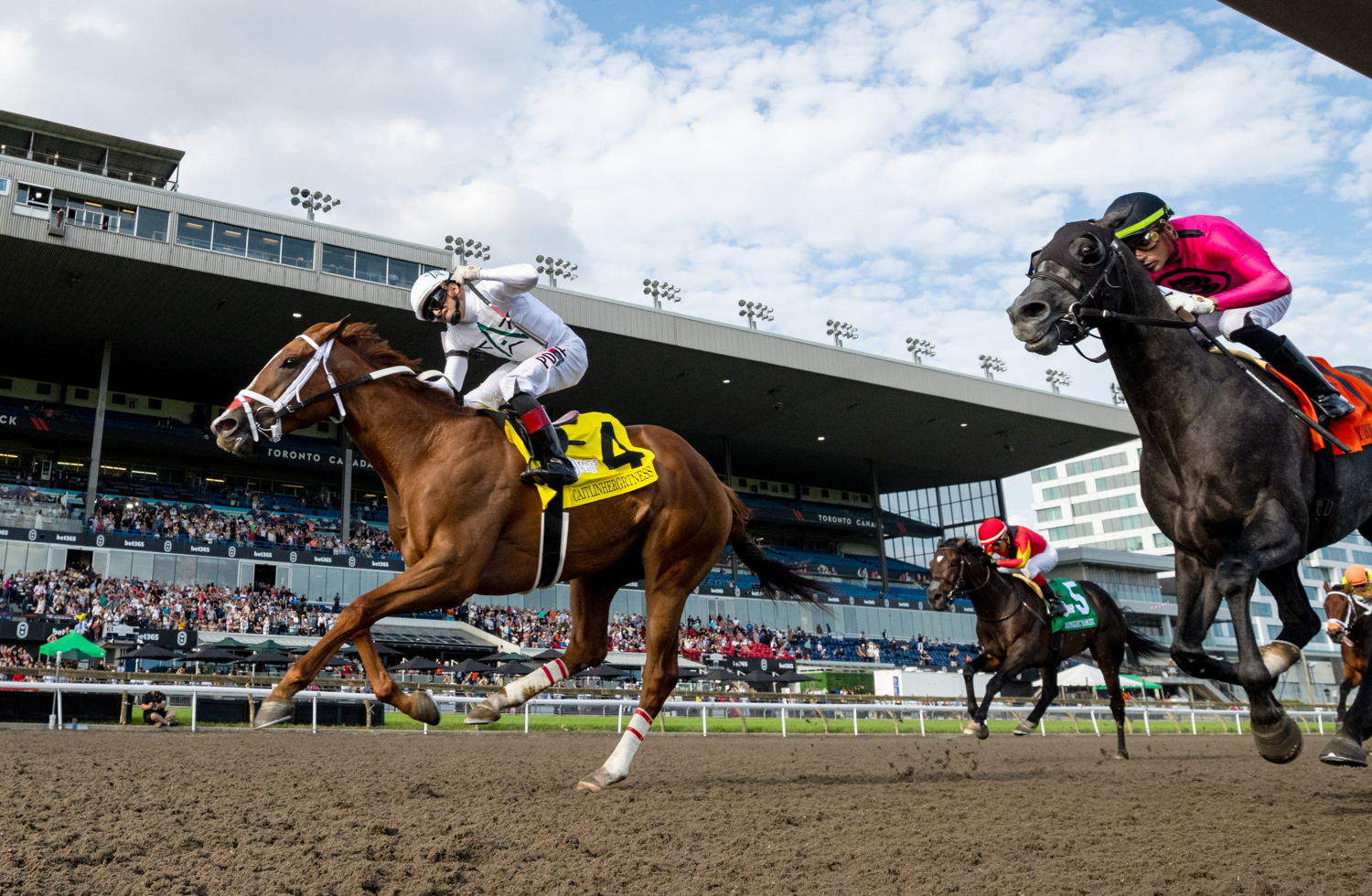 Caitlinhergrtness and jockey Rafael Hernandez winning the 165th King's Plate on August 23, 2024 at Woodbine (Michael Burns Photo)