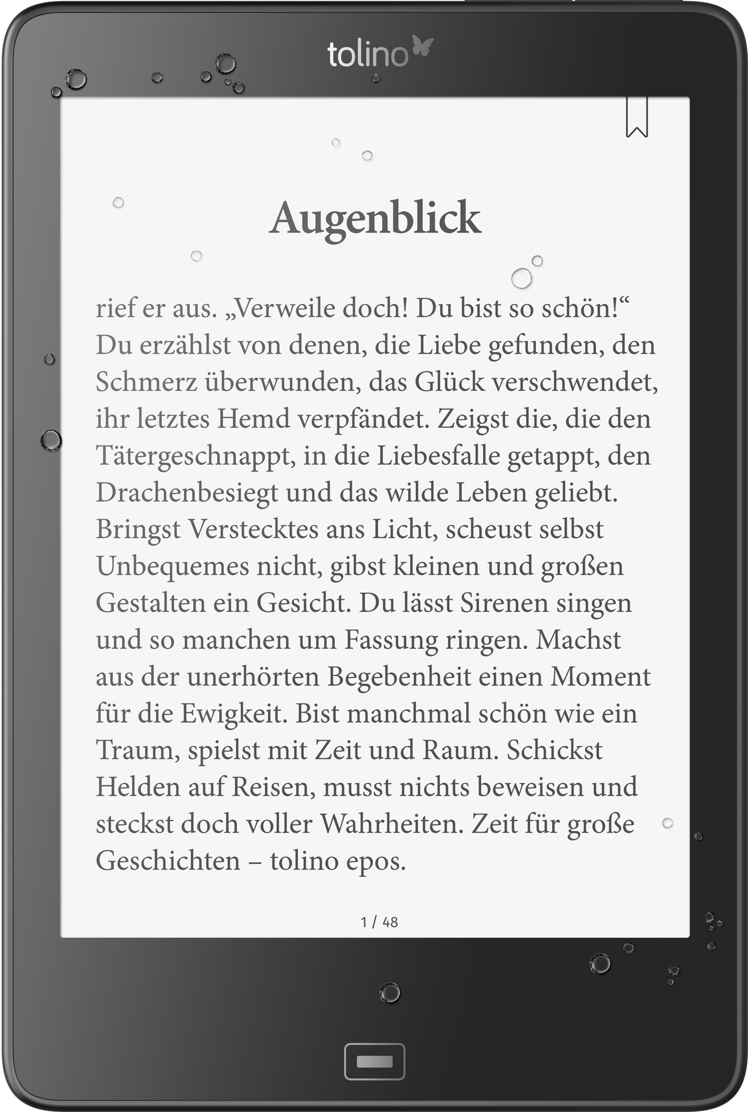 Mit Wasserschutz und adaptivem SmartLight beweist tolino Innovationsgeist und Kundenorientierung.
