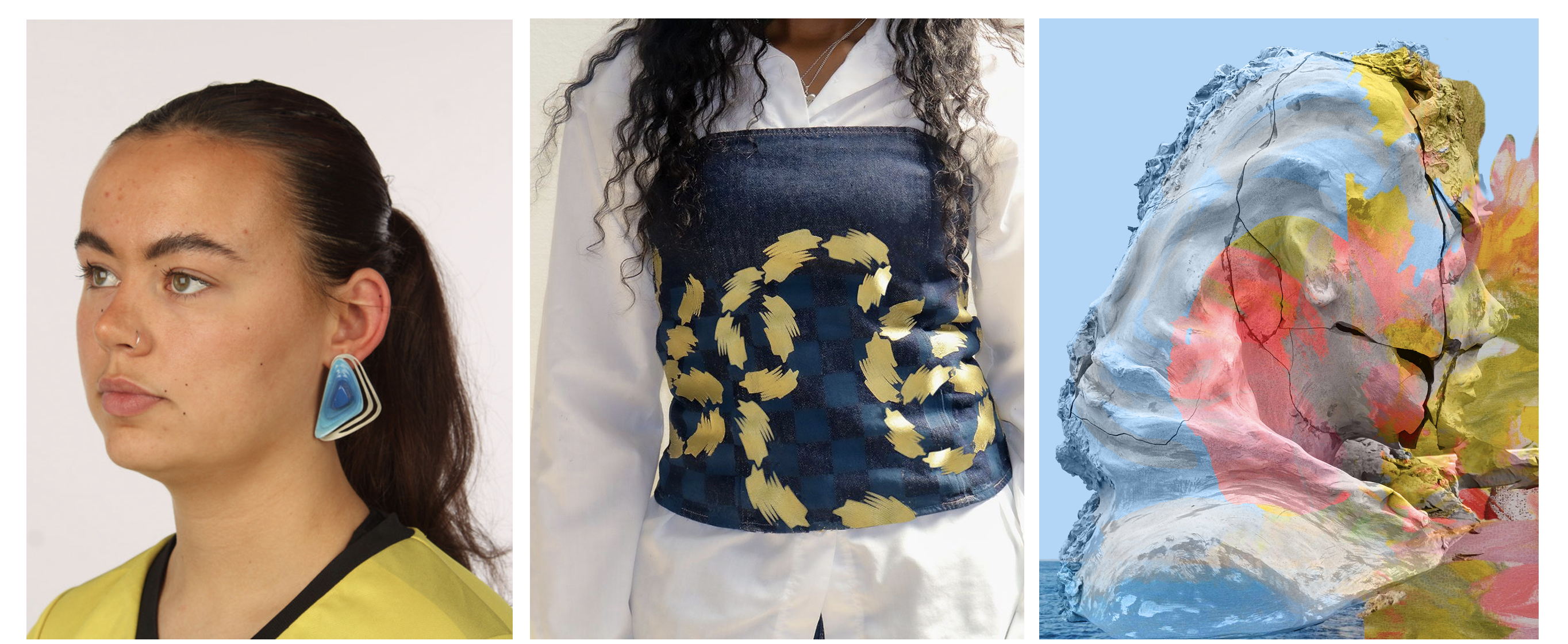 Above (from left): Football-inspired earring by Megan Colvan; Afro comb-inspired fabric by Lucina Carlos; illustration by Amber Humphreys Above (from left): Football-inspired earring by Megan Colvan; Afro comb-inspired fabric by Lucina Carlos; illustration by Amber Humphreys
