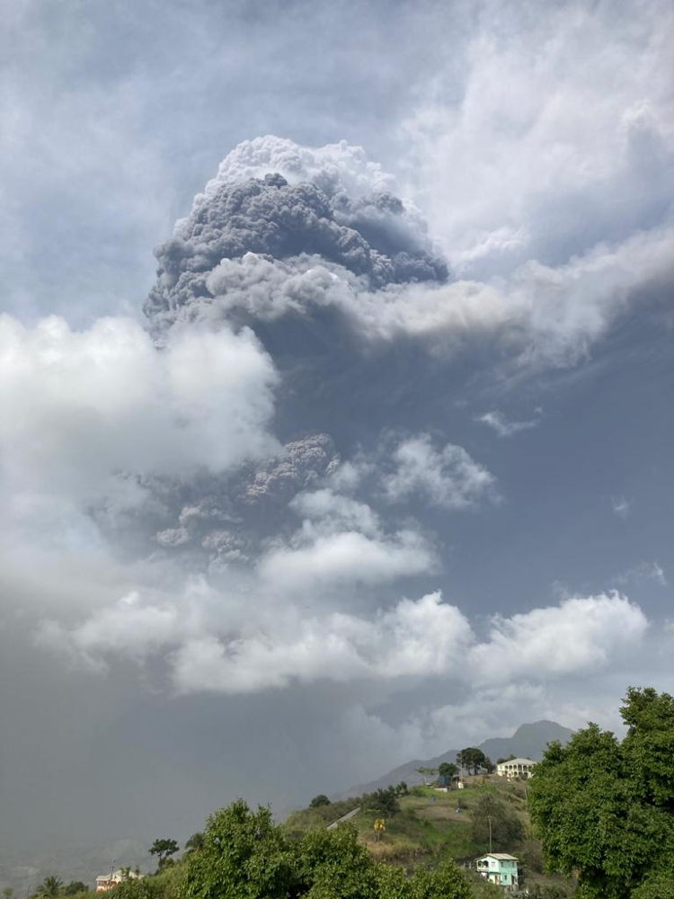 Photo of La Soufrière Volcano eruption on April 9, 2021 courtesy the UWI Seismic Research Centre
