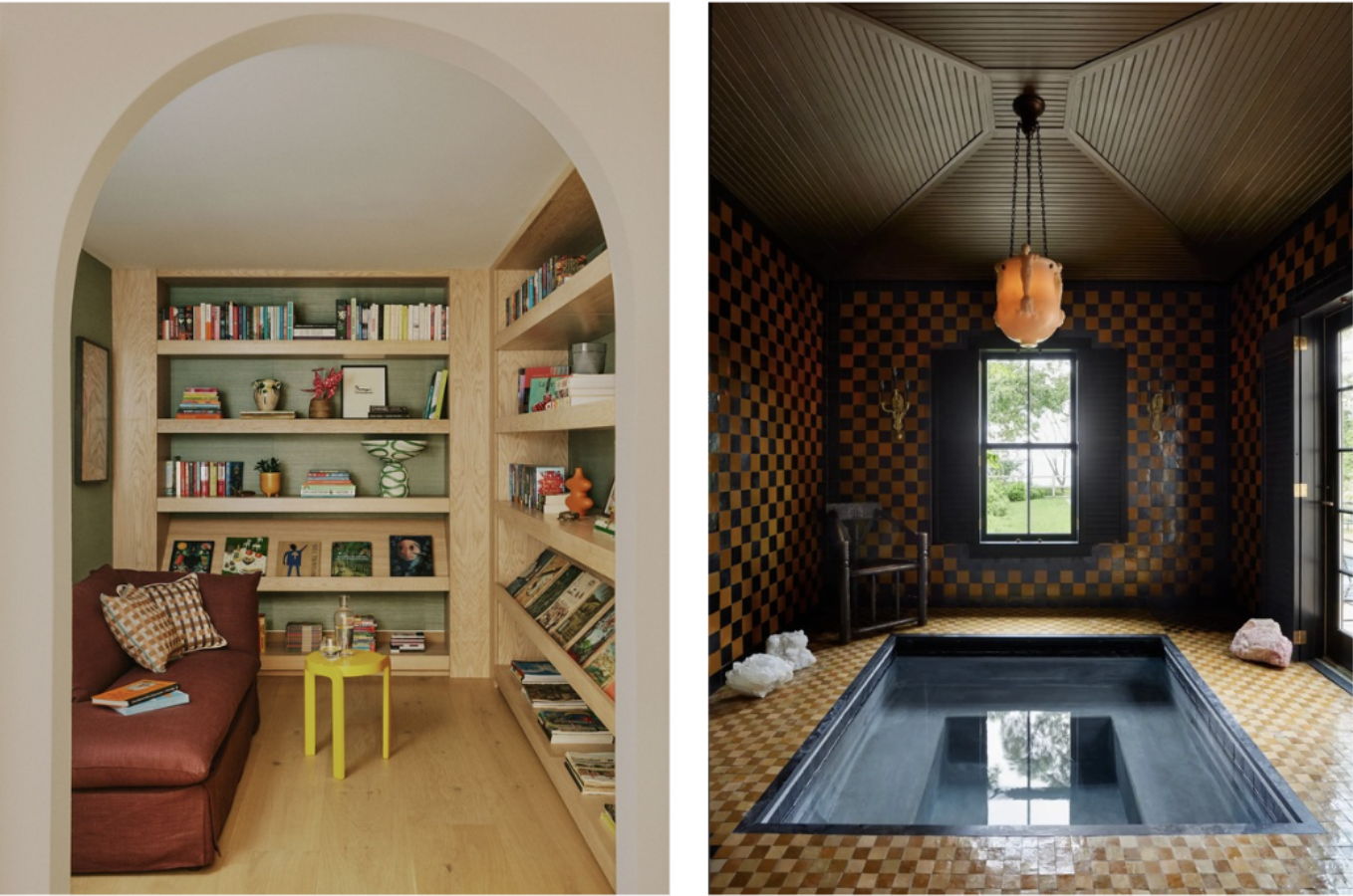 Home Library by Studio Ashby (Image Credit: Kensington Leverne); Pool Room by Hadley Wiggins (Image Credit: Pernille Loof)