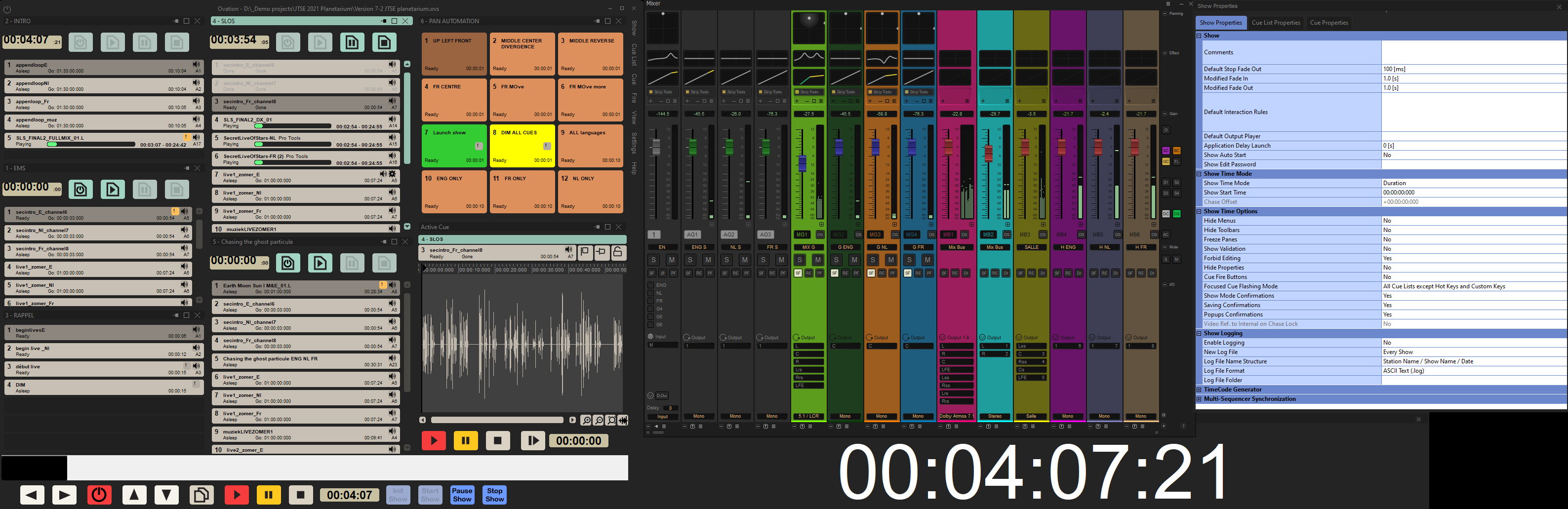 Ovation 11 preview mix and show control