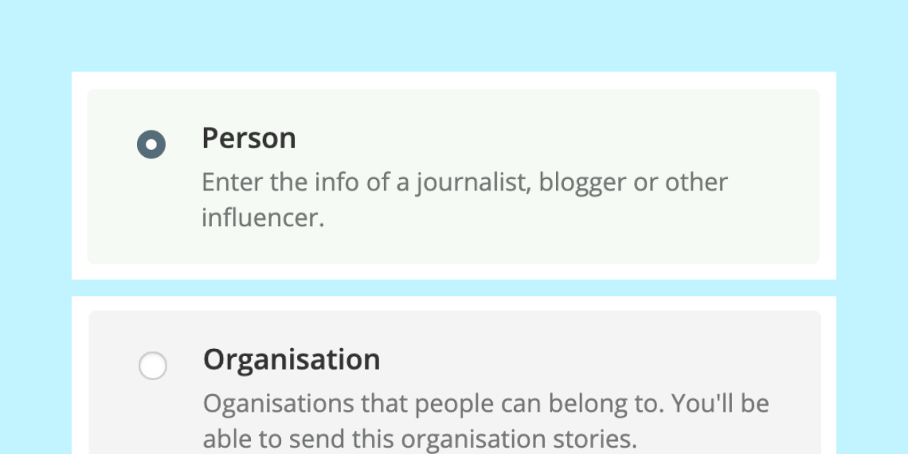 Contact types 'People' and Help Section Contact types 'People' and Help Section