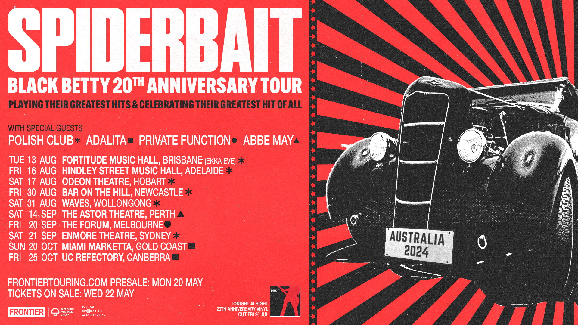 SPIDERBAIT ANNOUNCE NATIONAL BLACK BETTY 20TH ANNIVERSARY TOUR FOR AUGUST – OCTOBER