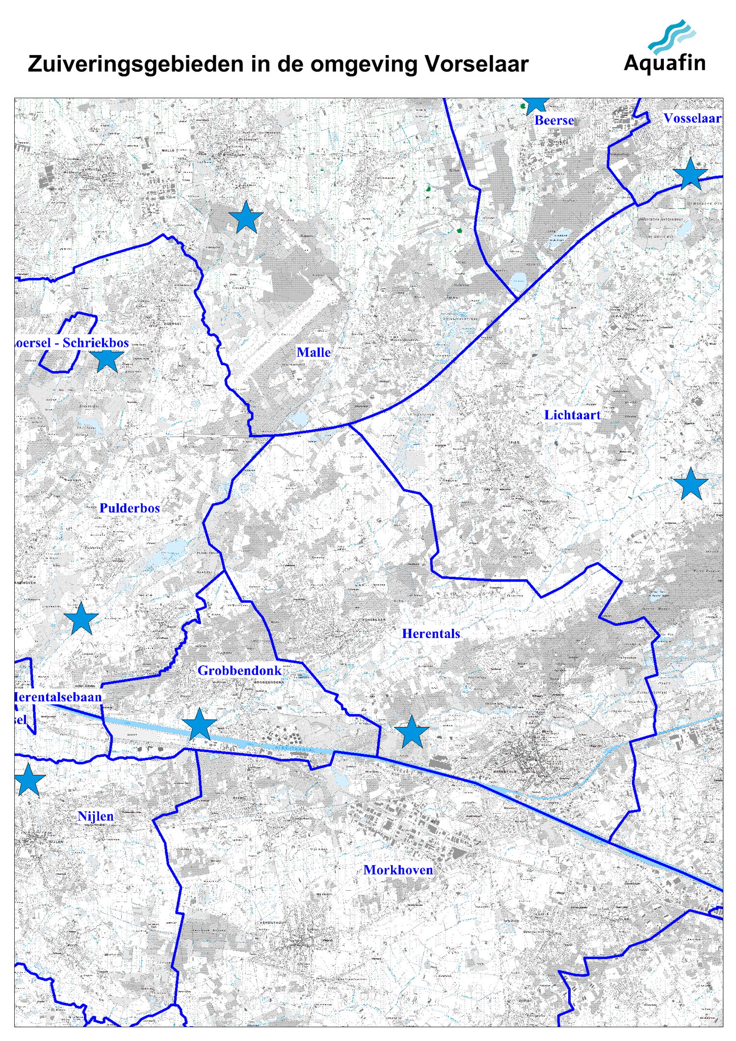 Waar wordt mijn afvalwater gezuiverd: zuiveringsgebieden in de omgeving van Vorselaar.