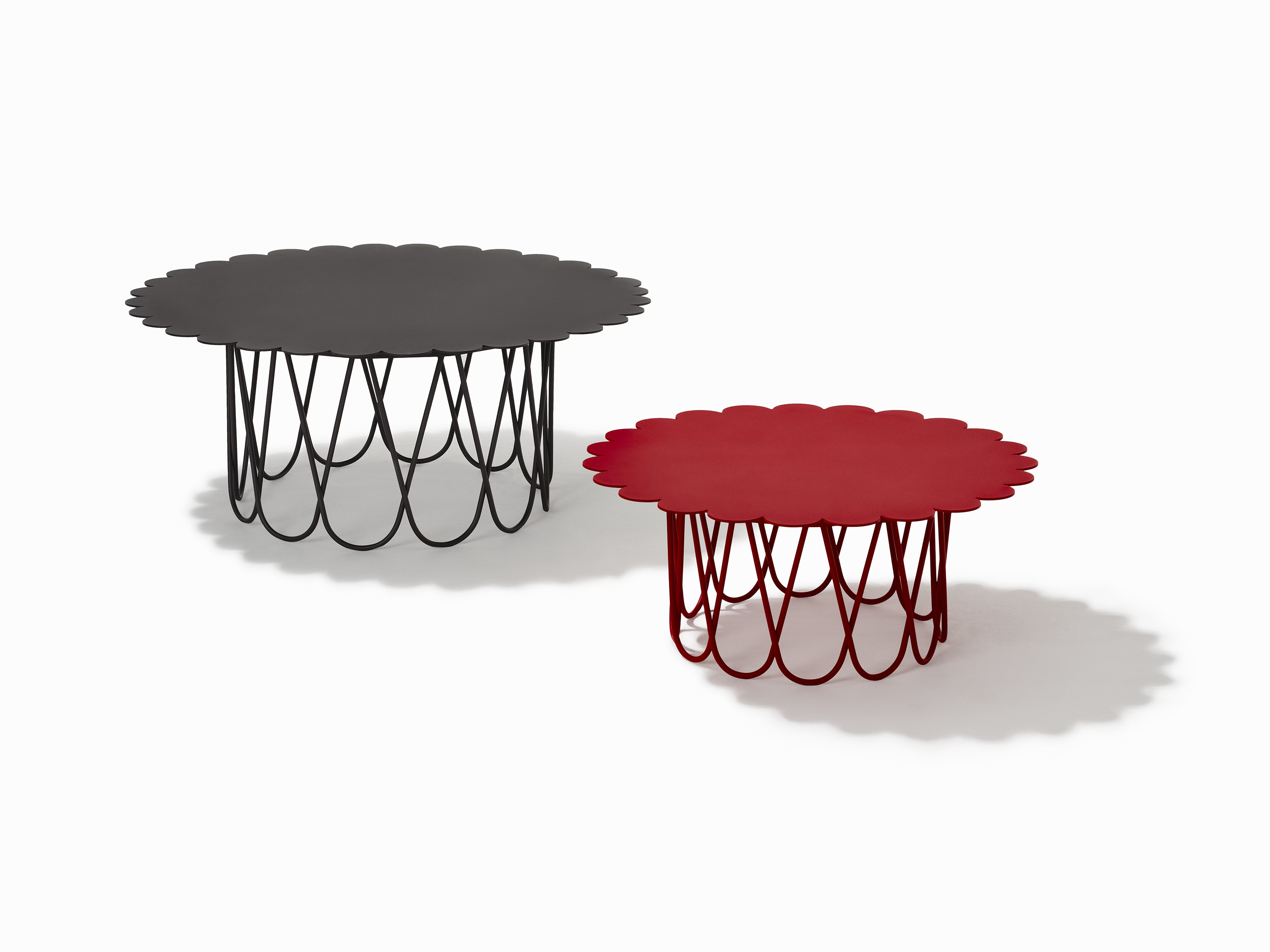 Girard Flower Table in Anthracite and Vivid Red