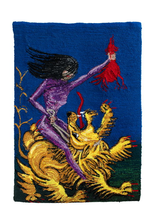 Elen Braga, mistress of beasts, 2021, hand-tufted, acrylic yarn, jute, 200 x 140cm HD
