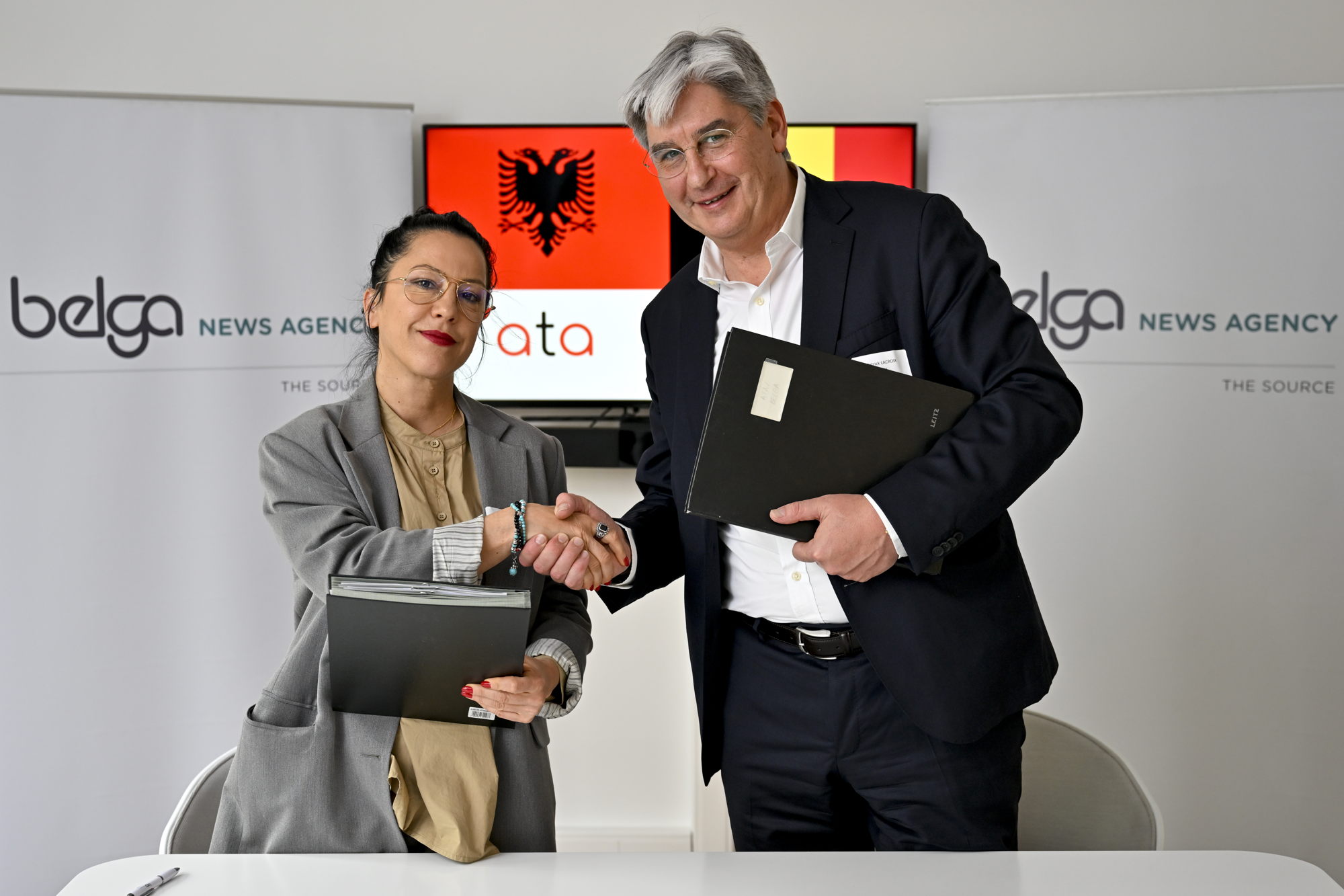Valbona Zhupa, ATA en Patrick Lacroix, Belga © Dirk Waem - Belgaimage