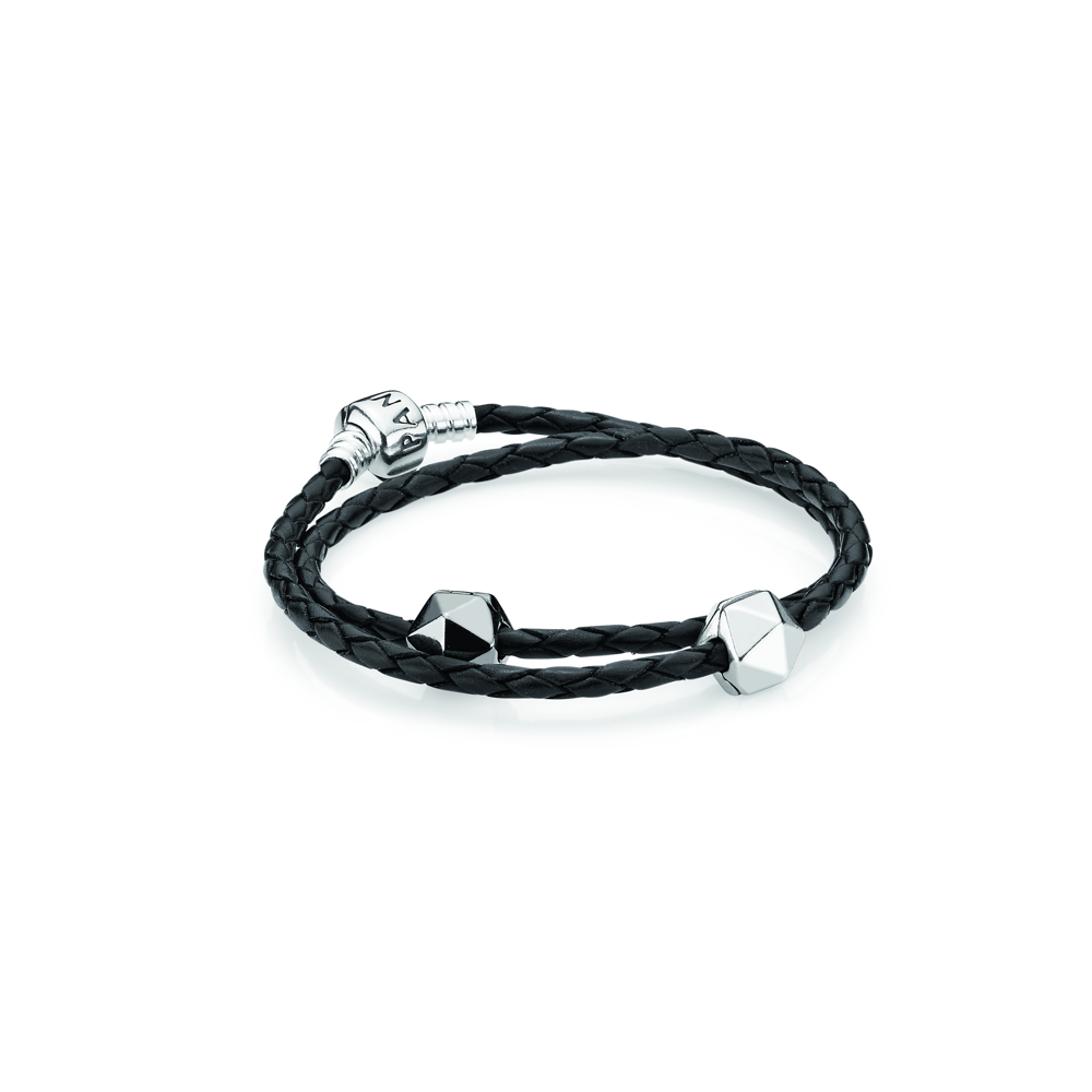 Black Braided Double-Leather Bracelet