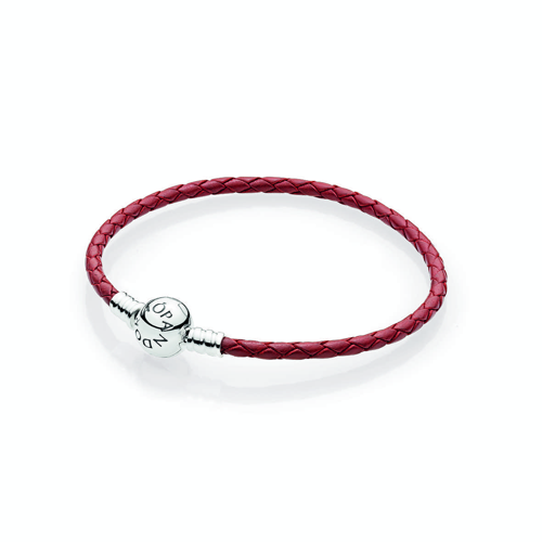 Red Braided Leather Charm Bracelet