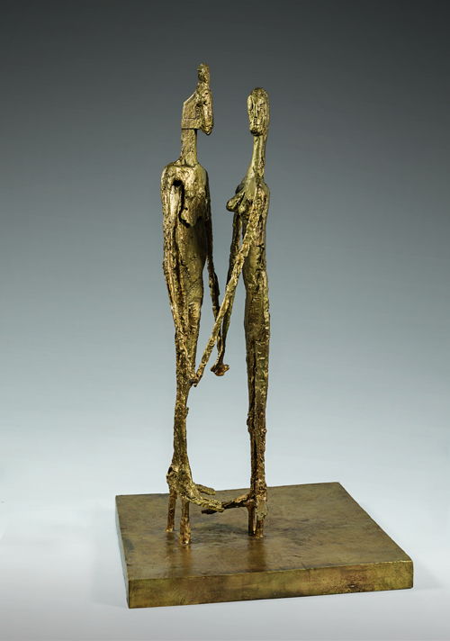 Germaine Richier, Le Couple, 1956. Natural bronze. Edition of 11. 139 x 74,5 x 74,5 cm. Courtesy Galerie de la Béraudière, Brussels