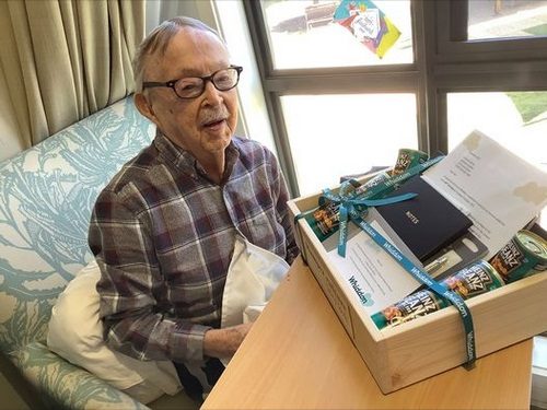 Ken and his annual birthday hamper from Whiddon Grafton.