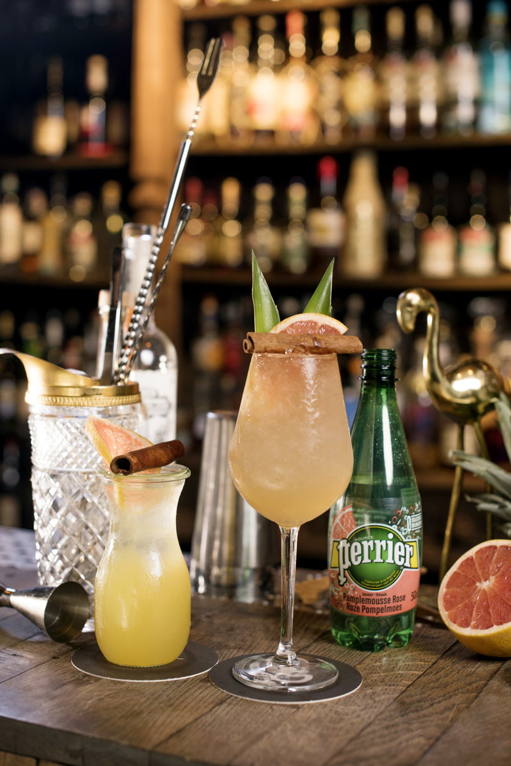Mocktail 'Le Pample Douce' en Cocktail 'L'été Mexicain' op basis van PERRIER® Roze Pompelmoes
