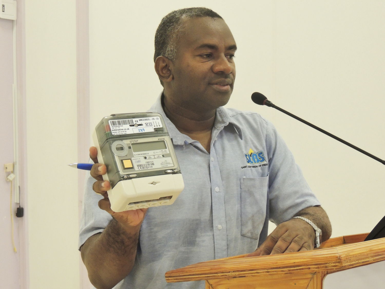 Mr. Gittens shows off the Pressure Gauge