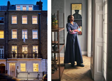 SoShiro's Marylebone townhouse and, right, founder Shiro Muchiri