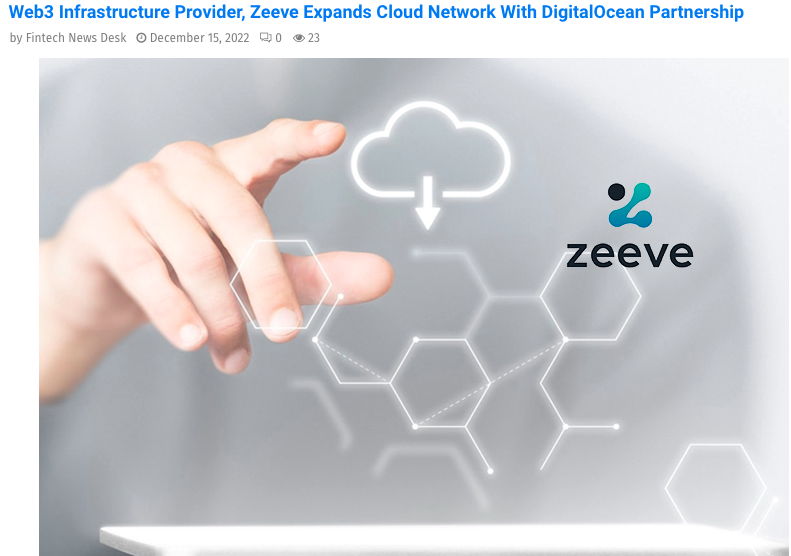 Web3 Infrastructure Provider, Zeeve Expands Cloud Network With DigitalOcean Partnership