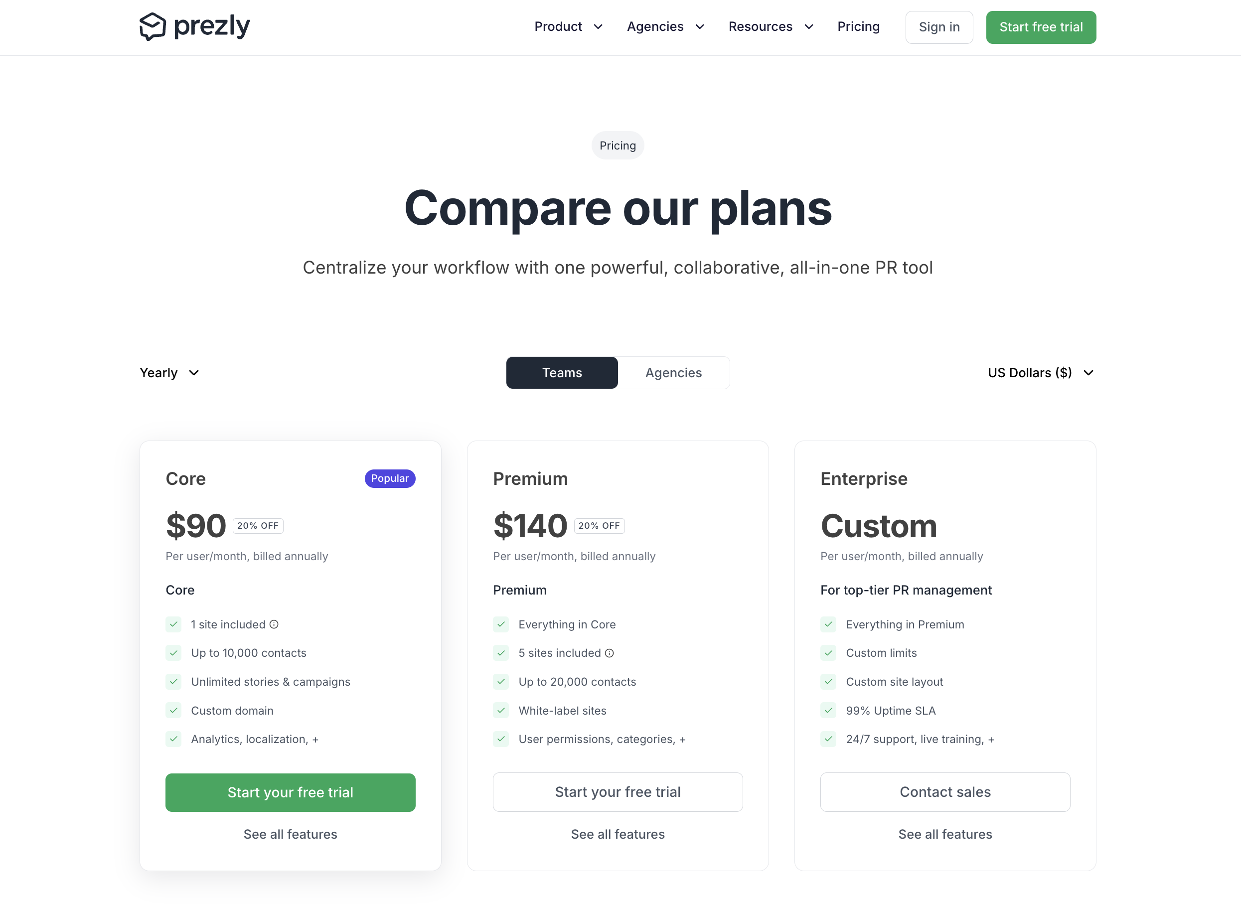 [browser]Prezly also offers plans for small, medium, and large PR agencies.
