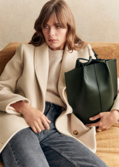 Sézane - Sac ROMIE Kaki lisse - 350€