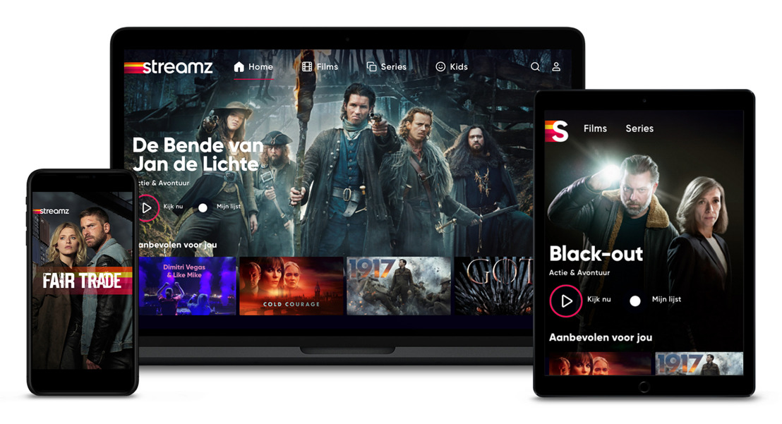 Streamz, la nouvelle plate-forme de streaming de DPG Media et Telenet, sera lancée le lundi 14 septembre avec des titres de DPG Media, de SBS et de la VRT