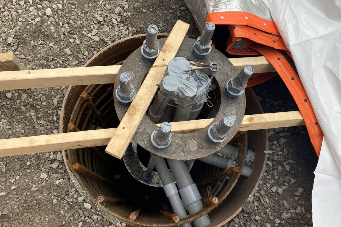 Installation of a traffic signal foundation Installation of a traffic signal foundation