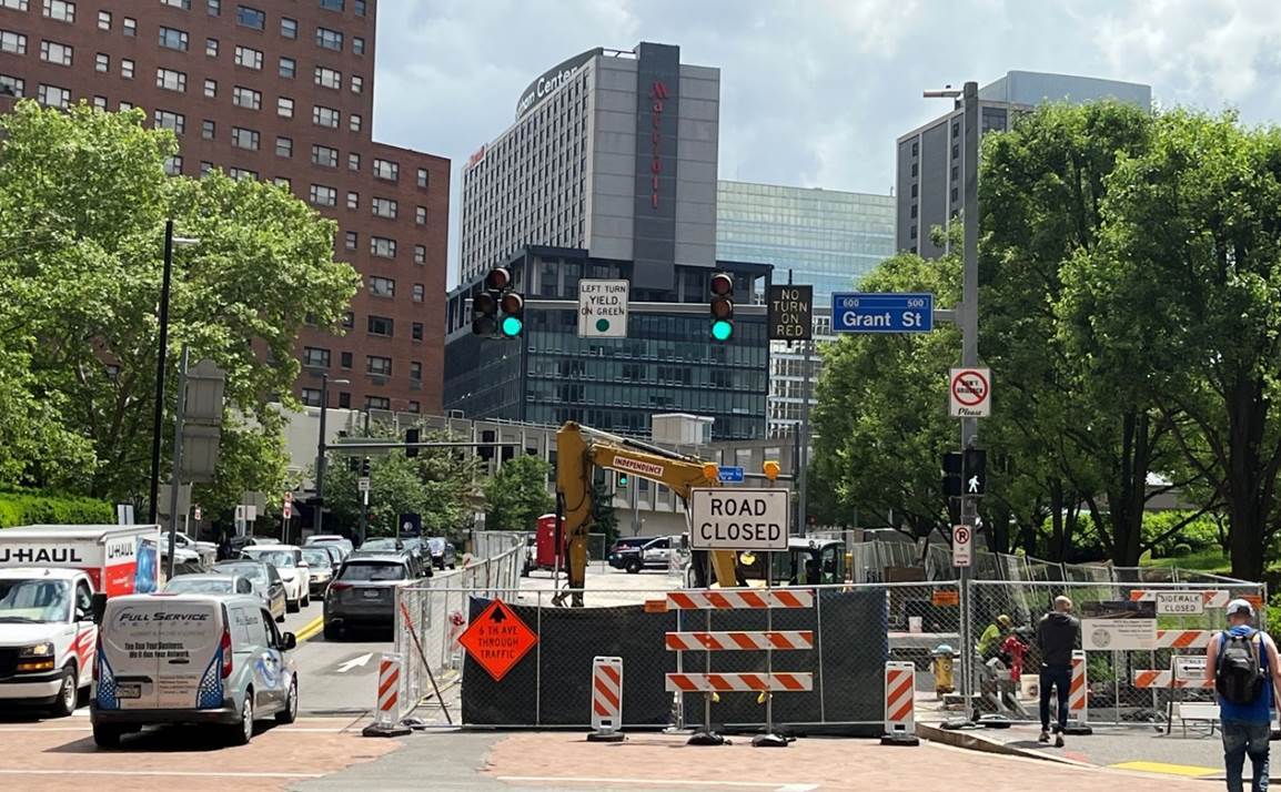 New Work Area at Sixth Avenue and Grant Street