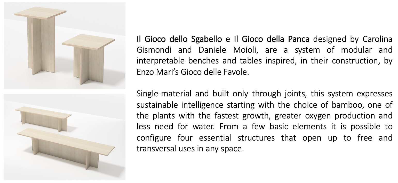 Il Gioco dello Sgabello and Il Gioco della Panca by Carolina Gismondi and Daniele Moioli for Danese Milano Il Gioco dello Sgabello and Il Gioco della Panca by Carolina Gismondi and Daniele Moioli for Danese Milano