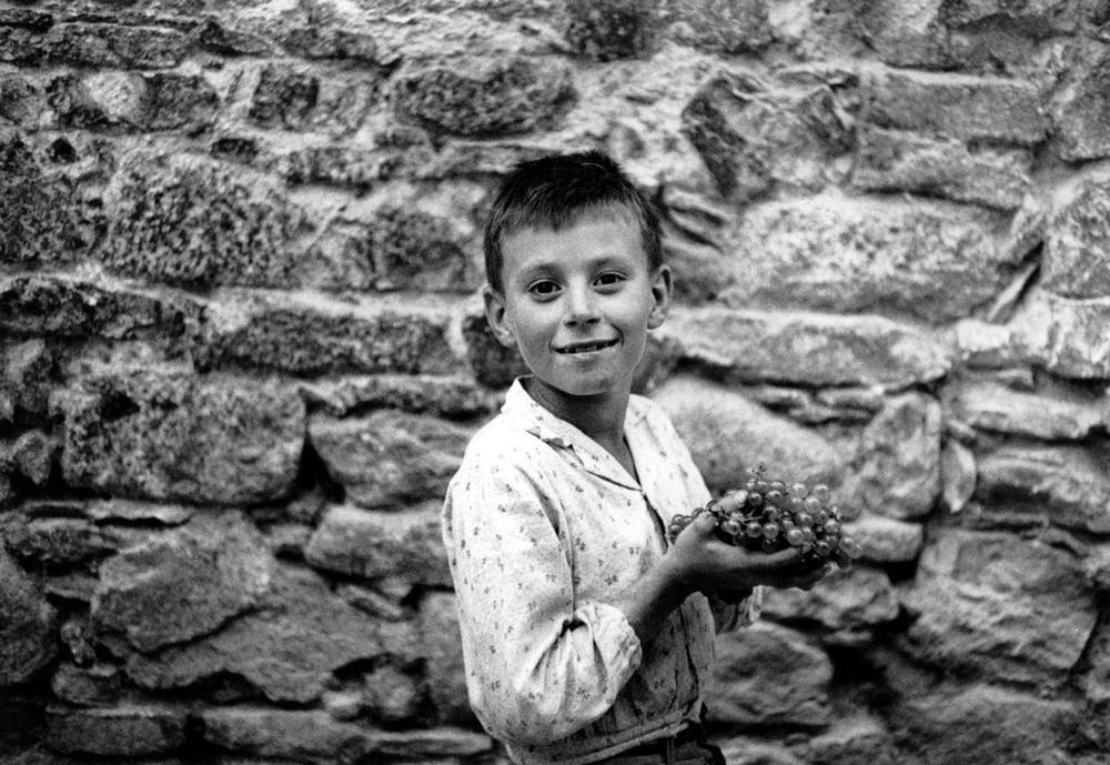 Young boy with grapes. Photo, no location, c. 1950s AKG186709 © akg-images / Tony Vaccaro Young boy with grapes. Photo, no location, c. 1950s AKG186709 © akg-images / Tony Vaccaro