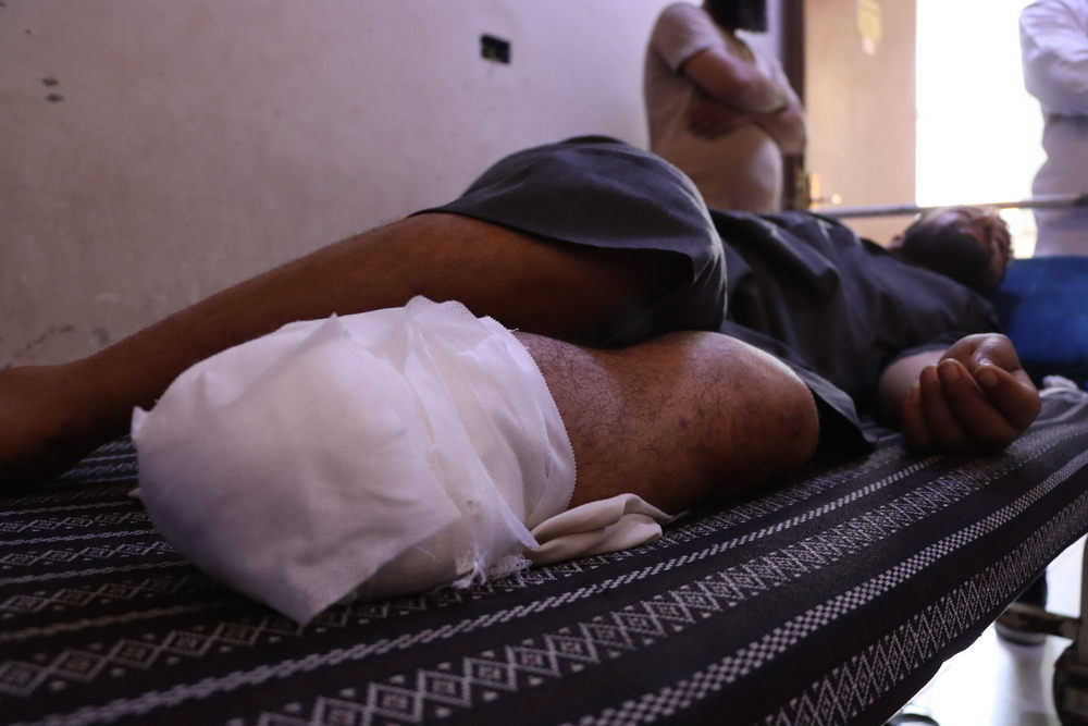 Ali Abd Khalaf, 28 years old, stepped on a landmine on the outskirts of the town of Subaykhan
© Asmar Al-Bahir/MSF Ali Abd Khalaf, 28 years old, stepped on a landmine on the outskirts of the town of Subaykhan
© Asmar Al-Bahir/MSF