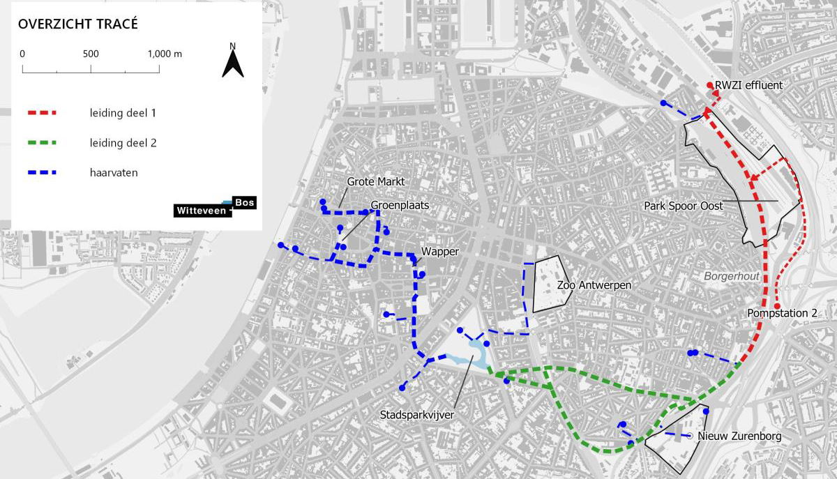 Schematische voorstelling onderzocht tracé Schematische voorstelling onderzocht tracé