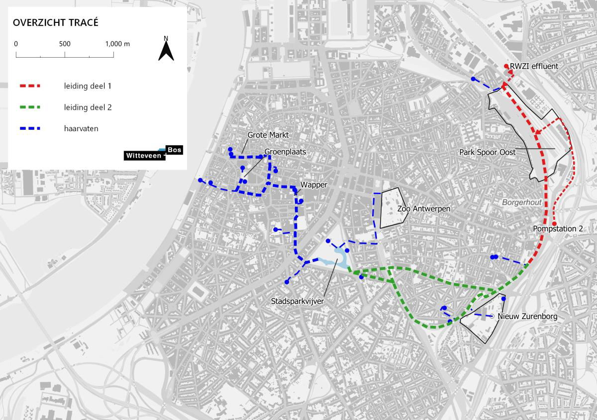 Schematische voorstelling onderzocht tracé - copyright: stad Antwerpen