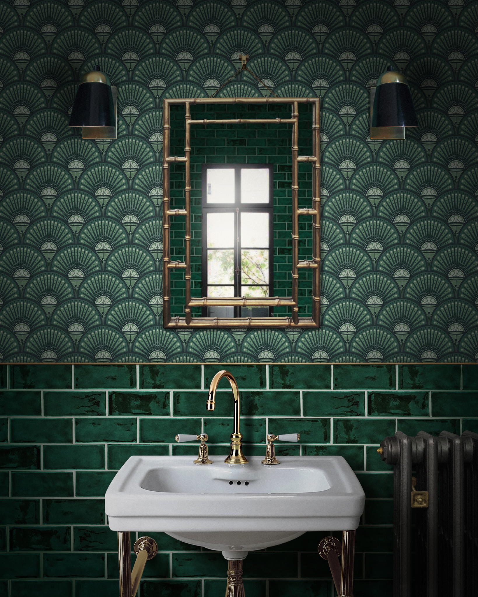 Above: Divine Savages Deco Martini wallpaper in Arsenic