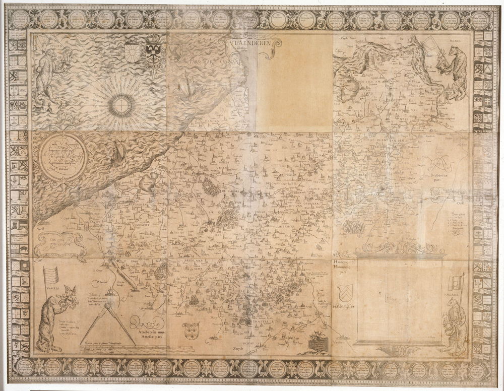 Kaart van Vlaanderen, Gerard Mercator (graveur), 1540, Expo ‘Komt een Italiaan naar de Nederlanden. Ontdek 500 jaar stad en streek met koopman Guicciardini’ (3/12/21-22/3/22), Collectie Museum Plantin-Moretus