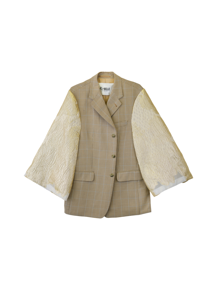 ReBELLE Antwerp_2024_Kimono Blazer Checkered BeigeEUR269