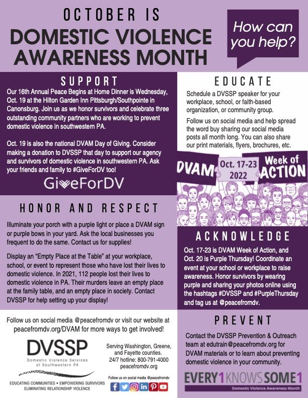 Ways to Get Involved During Domestic Violence Awareness Month Ways to Get Involved During Domestic Violence Awareness Month