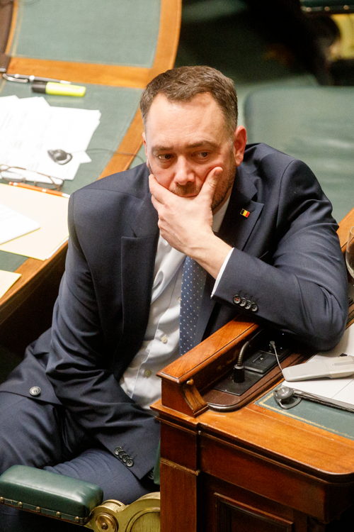Prévot during a plenary session in the chamber of the Federal Parliament, 6 February 2025 © BELGA PHOTO HATIM KAGHAT